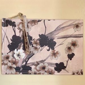 White House Black Market Flat Floral Clutch